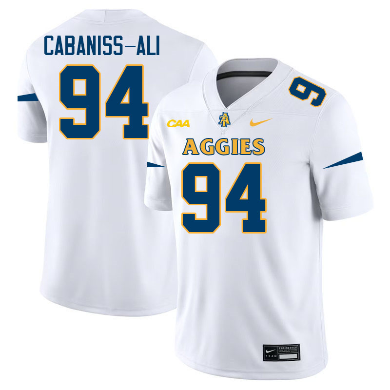 North Carolina A&T Aggies #94 Sidiq Cabaniss-Ali College Football Jerseys,Uniforms-White